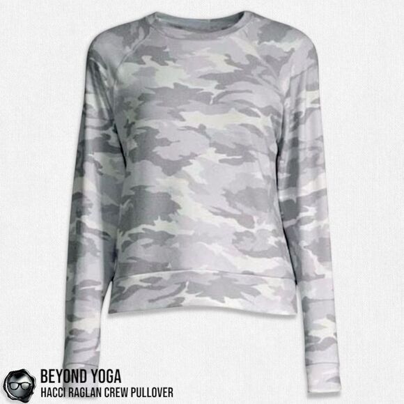 BEYOND YOGA HACCI FAVORITE RAGLAN CREWNECK SWEATSHIRT IN GRAY CAMO XS PULLOVER - Picture 11 of 13